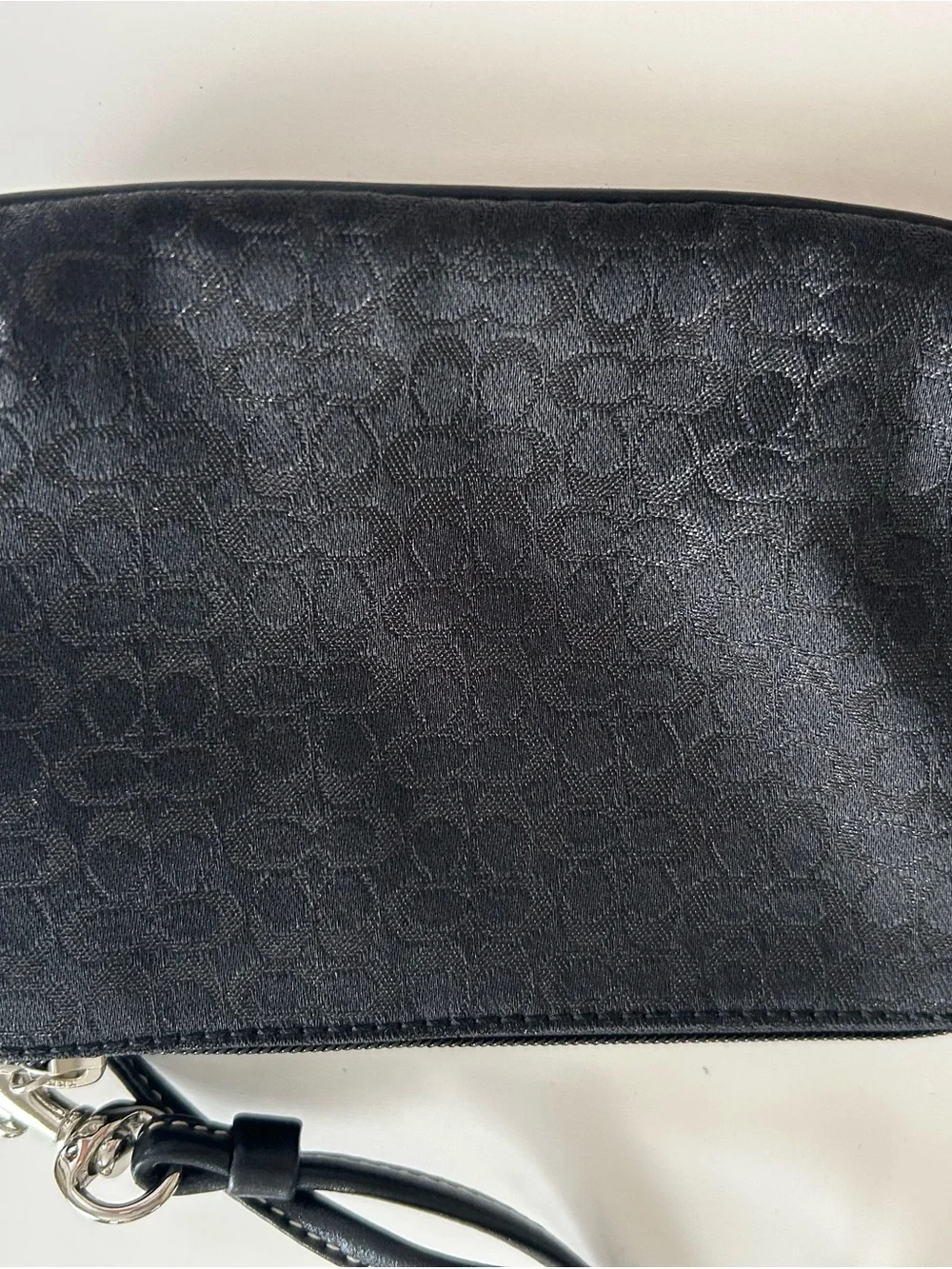 Coach Black Signature Jacquard Wristlet